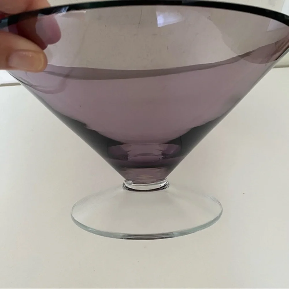 Crate&Barrel Purple Crystal Glass Footed Candy Dish Home Decor Accent NW…